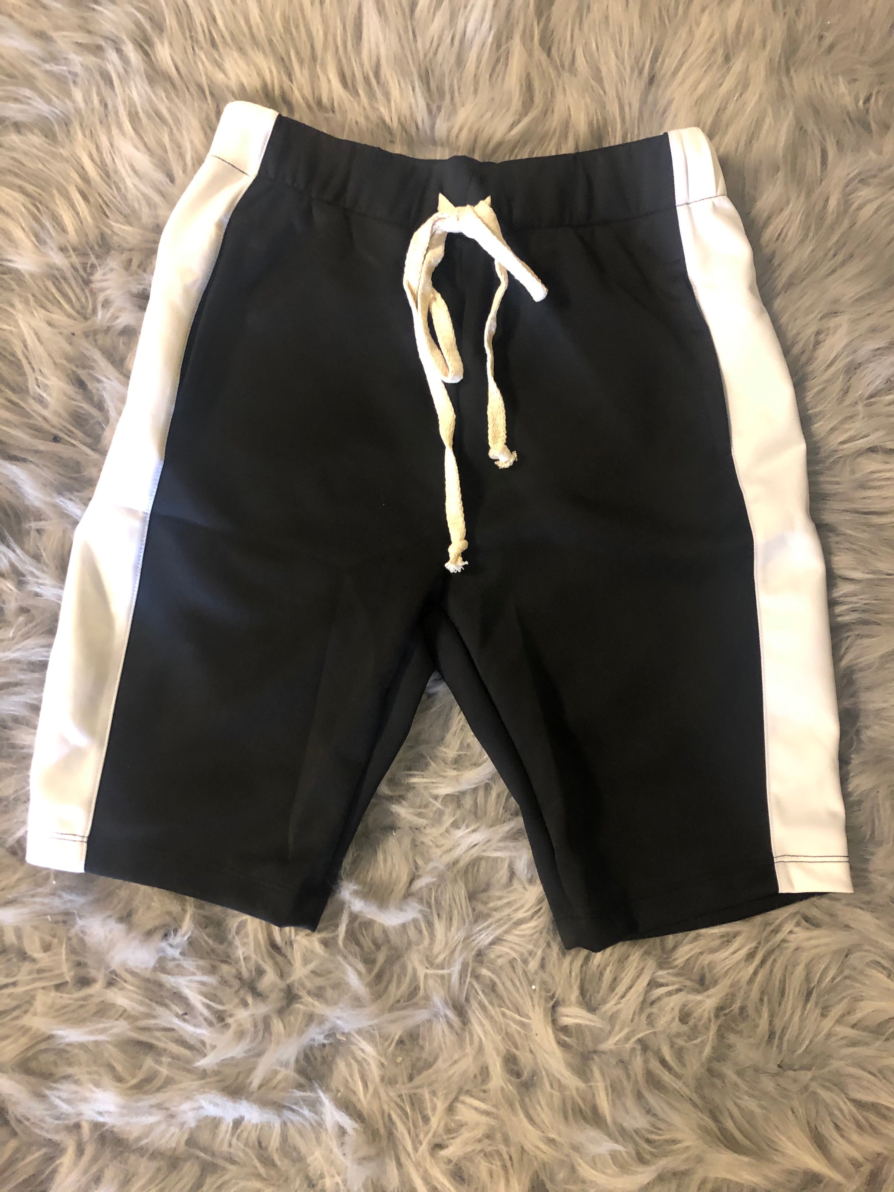 Black/White Jogger Shorts